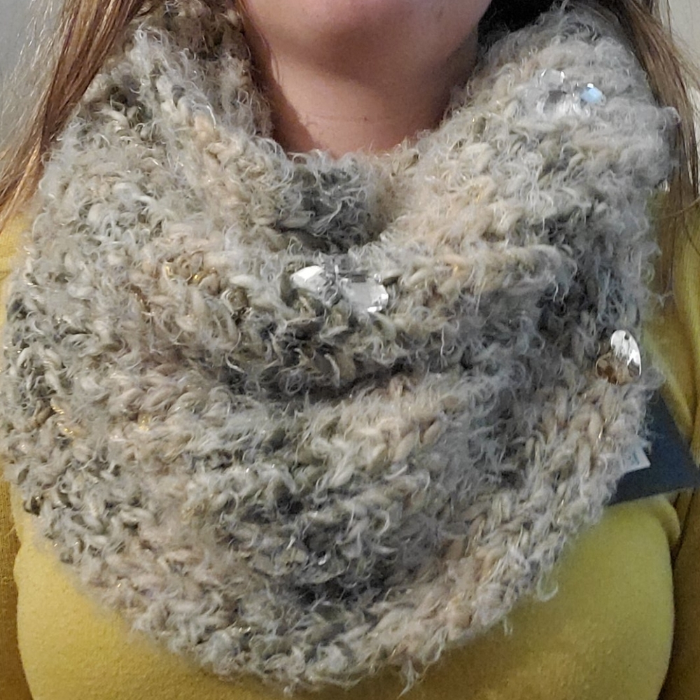 Betsey Johnson knit chunky jeweled snoodie